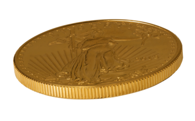 Side view of Gold Eagle one ounce coin