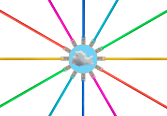 Arrangement of isolated cat5 cables to illustrate internet connections
