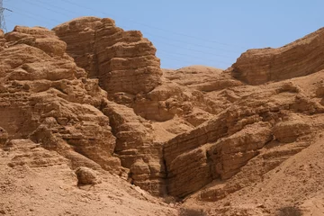 Deurstickers clay rocks mountain , nature land mark, heet cave , riyadh © riyas