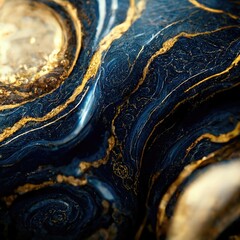 Gold and blue liquid. Made by AI.