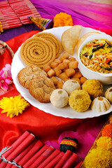 Diwali snacks Diwali faral, Diwali Special sweet and salty snacks, Festival snacks from Maharashtra, India.