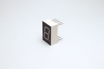 A 7-segment module on a white background used as a DIY material for electronics hobbyists.