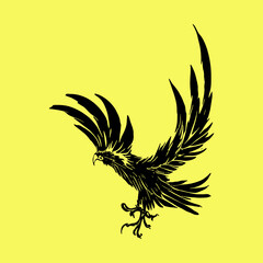 Eagle emblem vector silhouete illustration. American symbol of freedom. 