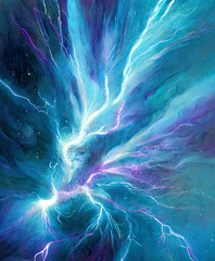 Obraz premium lightning in the sky, lightning in the night sky, power, illustration, digital