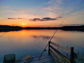 Obraz premium Sunset fishing