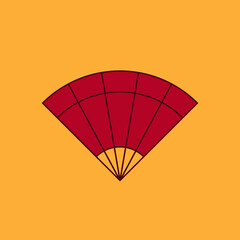 Chinese new year fan fill line icon. Chinese new year fan on yellow background.