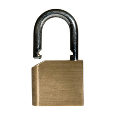 Fototapeta premium Macro shot of isolated brass padlock