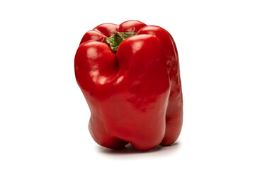 Red bell pepper isolated on a white background.
