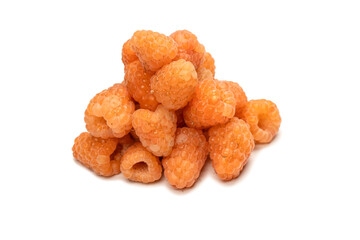 Tasty raspberries isolated on  white background.