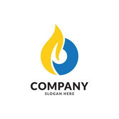 Fire and Water Logo Vector Template