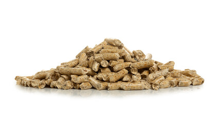 pile of wood pellets isolated on white