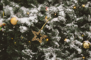 Christmas tree decorated with a toy star