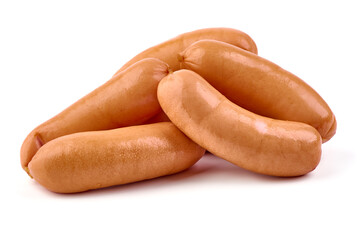 Boiled pork sausages, isolated on white background. High resolution image.