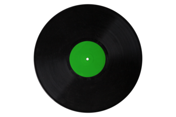 vinyl record 12'' green label, realistic photography isolated png on transparent background for graphic design