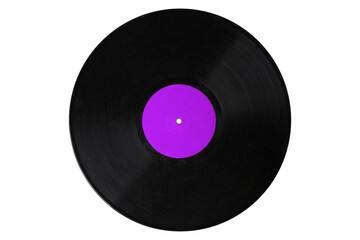 vinyl record 12'' purple label, realistic photography isolated png on transparent background for...