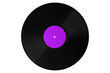 vinyl record 12'' purple label, realistic photography isolated png on transparent background for graphic design