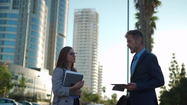 People having a business meeting in a modern open space