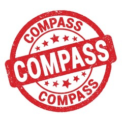 COMPASS text written on red round stamp sign.