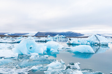 Icebergs at Jökulsarlon glacier lagoon