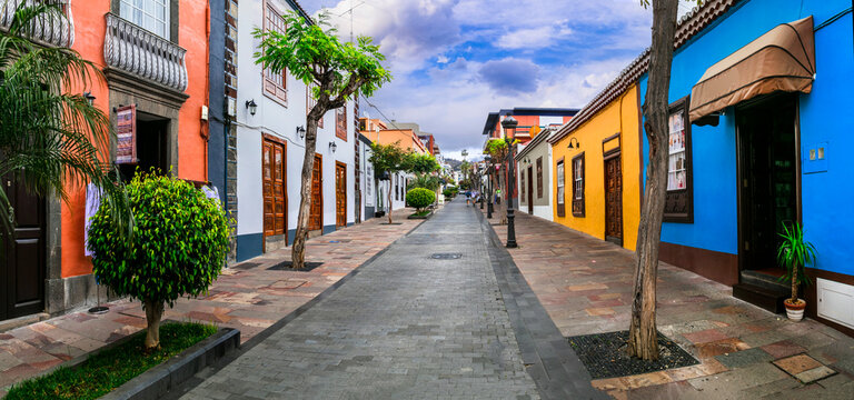 Charming colorful old streets of Los llanos de Aridane. La Palma island, Canary islands of Spain