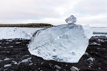 Stacked ice at Diamond Beach in Iceland
