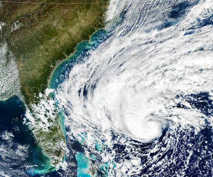 Tropical storm Nicole approaching to Florida. View of Cuba, The Bahamas, Florida and Caribbean from the space. Elements of this image furnished by NASA.