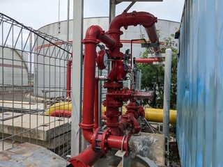Photo of hydrant tower fire fighting system protection of the power plant. The photo is suitable to...
