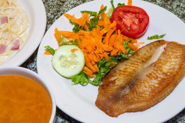 fried fish with vegetables