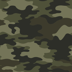 
Army camouflage khaki texture seamless military background disguise, forest pattern.