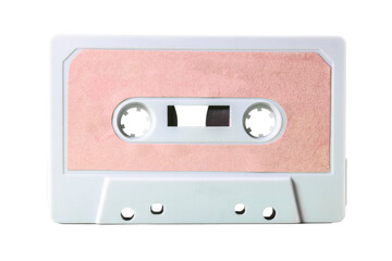 Isolated old vintage cassette tape (obsolete music technology from the 1980s, having a great...
