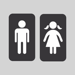 Simple basic sign icon male and female restroom pictograms. wc icons, bathroom door signs. Vector illustration.