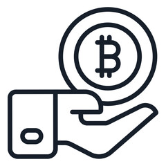 bold outline icons related to bitcoin. bitcoin currency and  finance. 