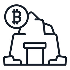 bold outline icons related to bitcoin. bitcoin currency and  finance. 
