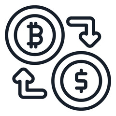 bold outline icons related to bitcoin. bitcoin currency and  finance. 
