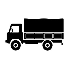 Offroad truck icon. Black silhouette. Side view. Vector simple flat graphic illustration. Isolated object on a white background. Isolate.