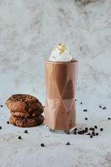 Zelfklevend Fotobehang Refreshing chocolate milkshake with cookies © Jeffrey Bethers/Wirestock Creators