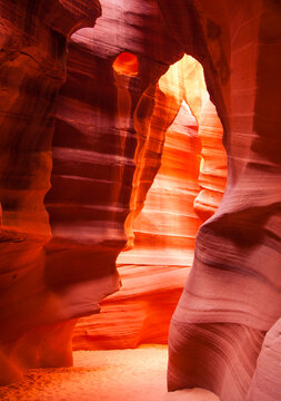 Glowing walls of slot canyon, Antelope Canyon, Page, Arizona