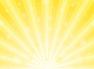 Sunlight horizontal background. Golden yellow color burst background with shining stars. © Ne Mariya