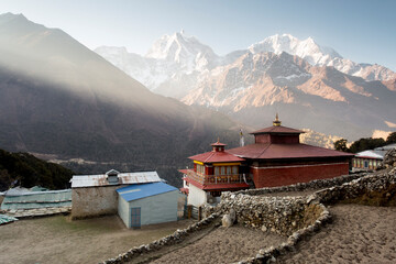 The sun sets on Pangboche's Buddhist monastery in Nepal's Everest Region.