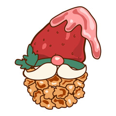 illustration of cute christmas gnomes. adorable Dessert for Christmas on a white background. cartoon is great for printing on shirts, postcards, printable stationery, kids' items, etc.