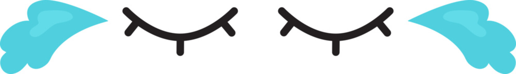 Crying eye, tears vector icon, drip water, tear drop falling, sad emotion, cartoon character expression, depression concept. Simple illustration isolated on white background.