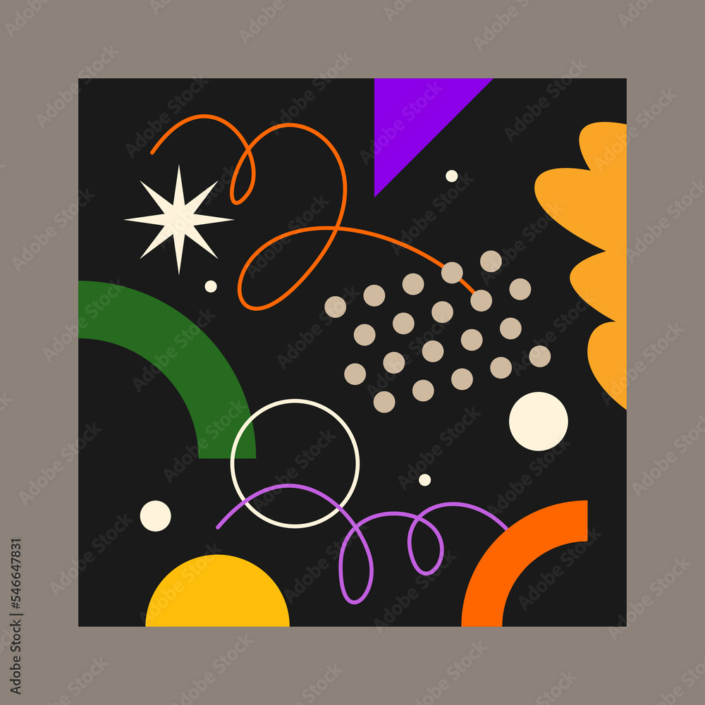 Poster modern geometric composition of various shapes. illustration for design. abstract background in the 