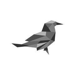 raven crow bird polygonal logo vector icon template