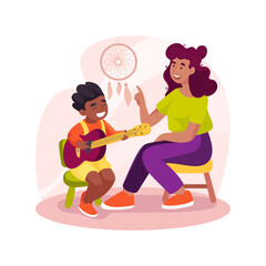 Guitar class isolated cartoon vector illustration.