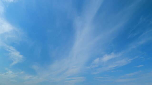 Tropical summer sunlight and sunrays. Colorful clouds in the sky after heavy rain. Timelapse.