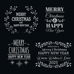 Christmas typographic elements. Winter decoration elements for design greeting cards
