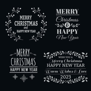 Christmas typographic elements. Winter decoration elements for design greeting cards