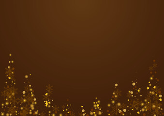 Gold Stars Vector Brown Background. Luminous