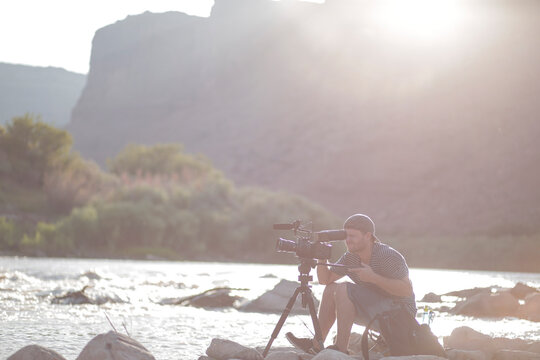 Guy filming near Moab