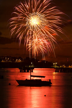 Fourth of July Fireworks over Portland (Maine) Harbor